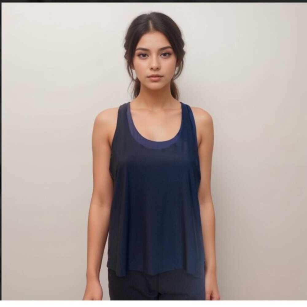 Athleta 2-in-1 Ultimate Support Tank Top & Sports Bra Blue Women Sz XS